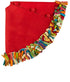 Handmade Felt Wool Christmas Tree Skirt - Multicolor Fringe Border on Red - 51" - ARCADIA HOME